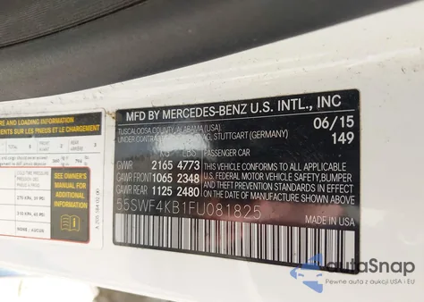 2015 Mercedes-Benz C 300 4Matic from USA, damaged, VIN 55SWF4KB1FU081825